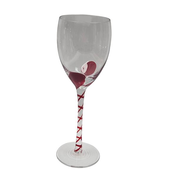 4 pc Pier 1 Red Swirl Line Swirline Stem Wine Glasses 9" high Party Gift - Picture 3 of 8